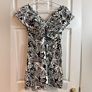 ORSAY tropical print mini dress off the shoulder size 38eu